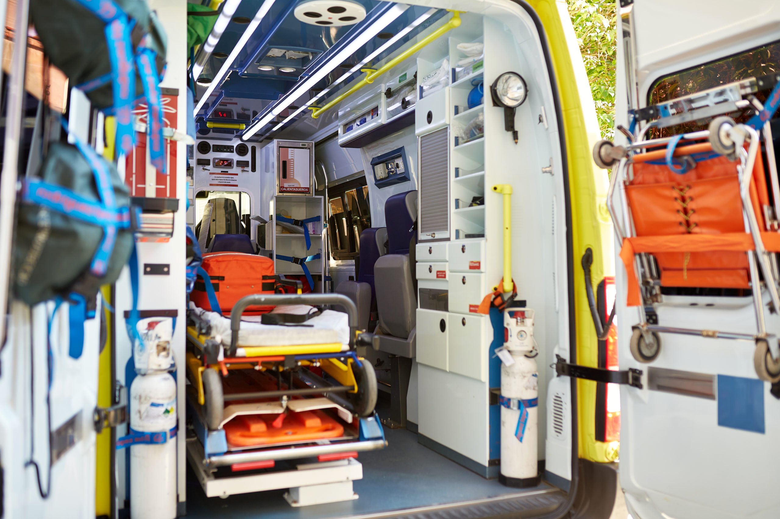The inside of an ambulance, representing the importance of emergency response.