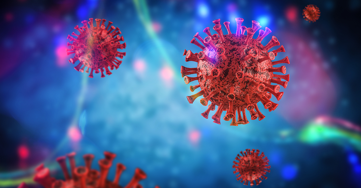 An artist's impression of the Delta variant of the COVID-19 virus.
